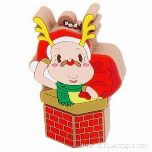Christmas Design USB Flash Memory with 1 to 32GB Memory Capacity, Free Printing and Packaging